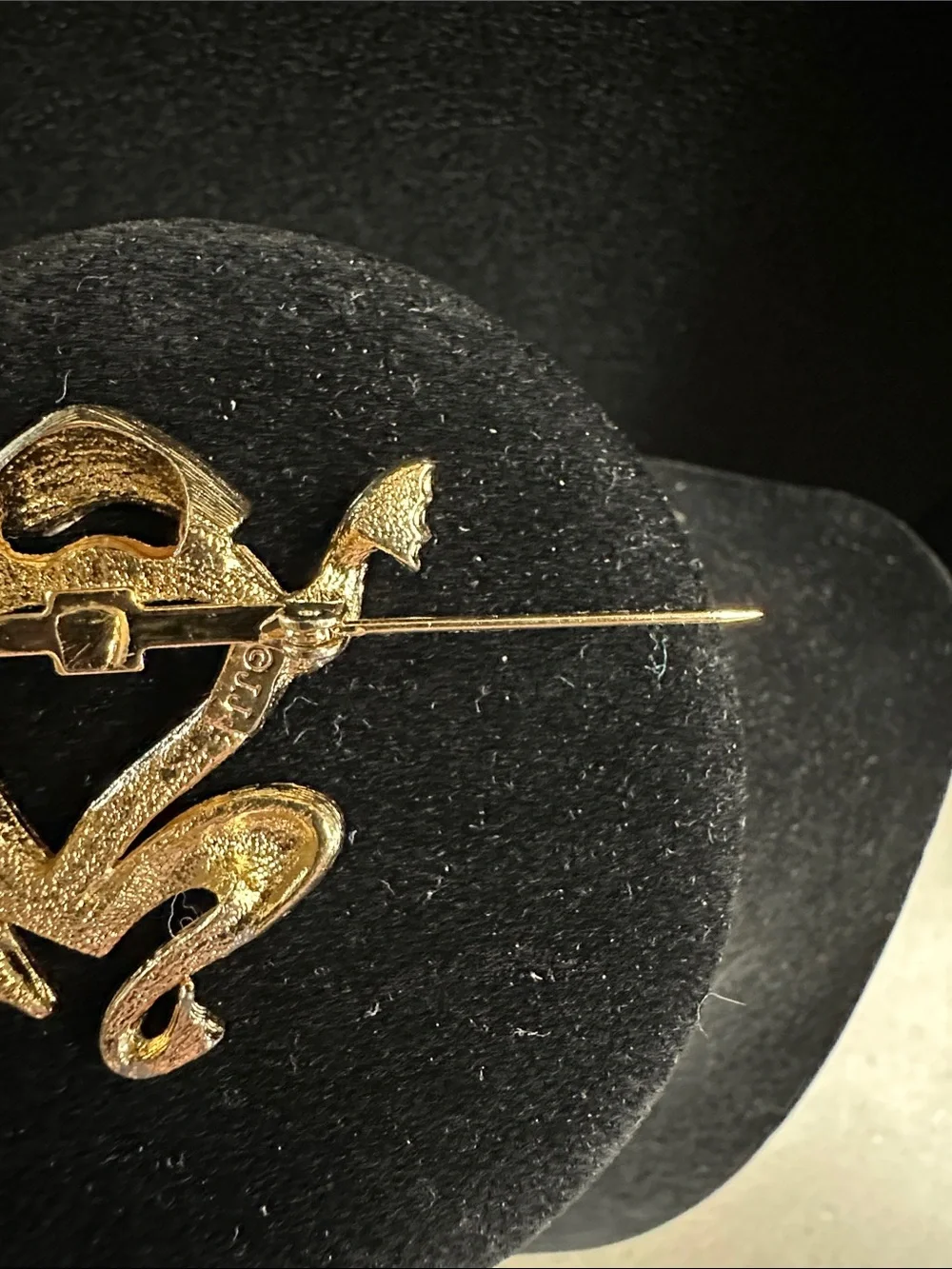 Vintage JJ Gold-Tone Frog Brooch With Red Rhinestone Eyes